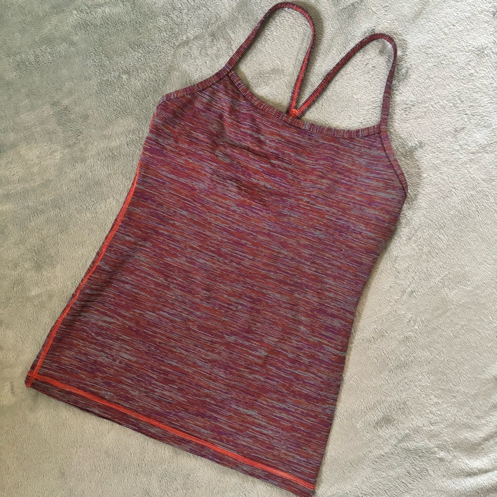 Lululemon Athletica Power Y Tank w/Shelf Bra Multi-Color Stripes, Size 4 Women’s